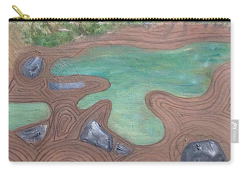 Shapes Zip Pouch featuring the painting Zen Garden by Suzanne Surber