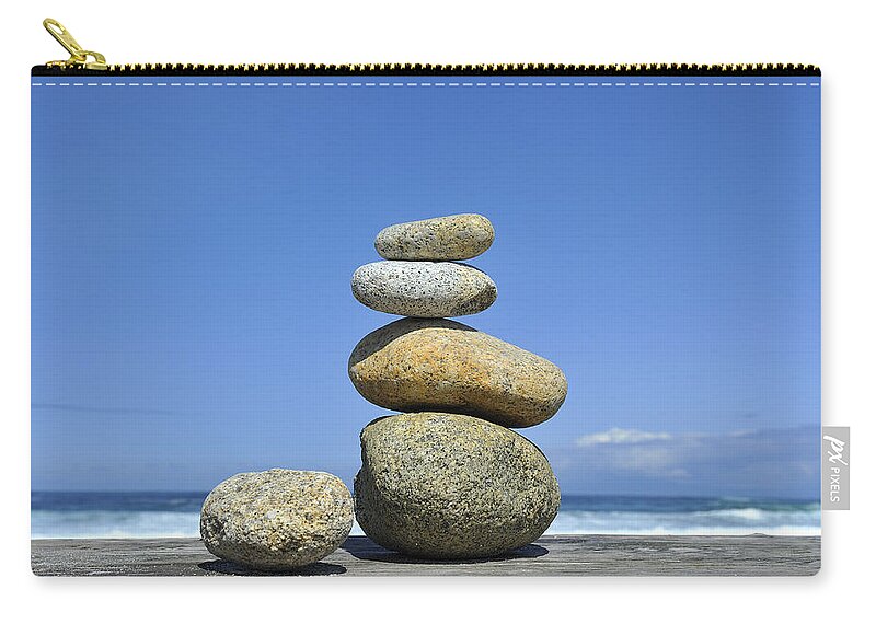 Zen Zip Pouch featuring the photograph Zen Stones I by Marianne Campolongo