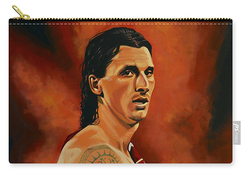 Zlatan Ibrahimovic Carry-all Pouch featuring the painting Zlatan Ibrahimovic Painting by Paul Meijering