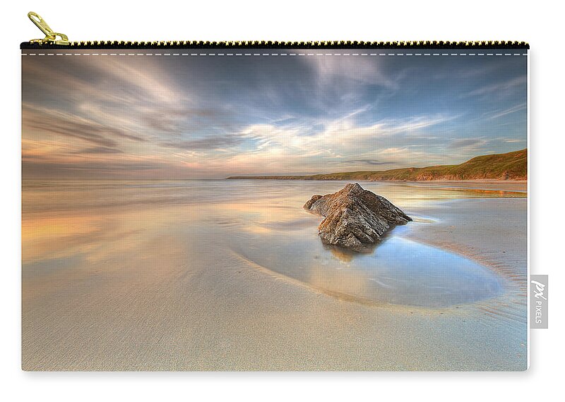 Wales Zip Pouch featuring the photograph Dusk on the beach by B Cash