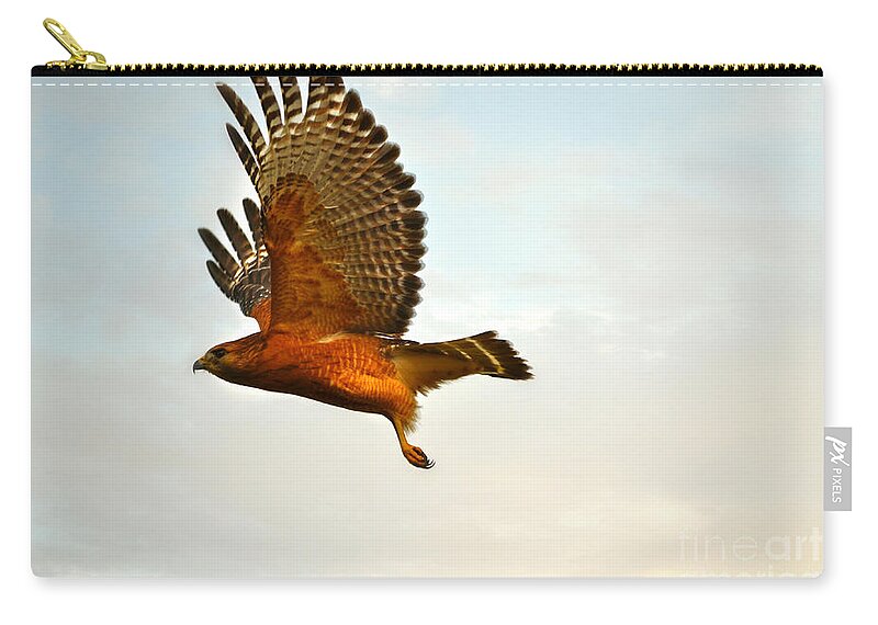 Landscape Zip Pouch featuring the photograph Majestic Red Shoulder Hawk by Peggy Franz