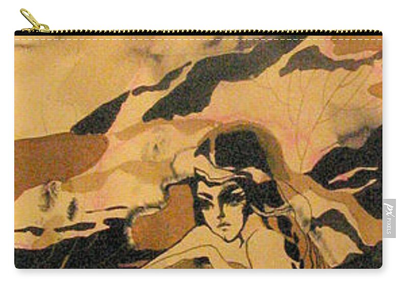 Mountains Carry-all Pouch featuring the painting My heart is in this valley by Valentina Plishchina