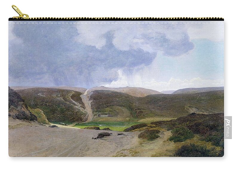 Mountain; Mountainous Zip Pouch featuring the painting Scandinavian Landscape by Janus la Cour