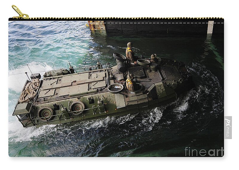 Amphibious Vehicles Zip Pouch featuring the photograph An Amphibious Assault Vehicle Enters #1 by Stocktrek Images