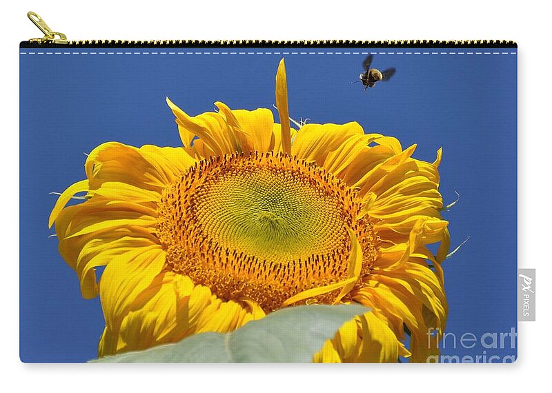 Sunflower Carry-all Pouch featuring the photograph Coming in for Landing by Cheryl Baxter