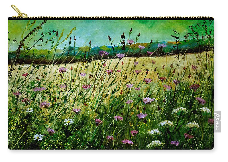 Flowers Zip Pouch featuring the painting Cornflowers #1 by Pol Ledent