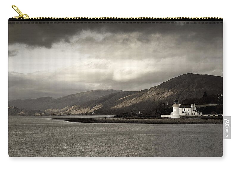 Argyll And Bute Zip Pouch featuring the photograph Corran lighthouse #1 by Gary Eason