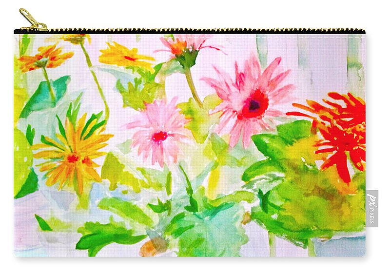 Daisy Zip Pouch featuring the painting Daisy Daisy by Beth Saffer