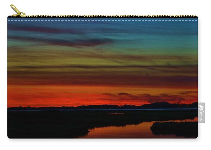 Assateague Zip Pouch featuring the photograph Deep Marshland Sunset #1 by Billy Beck