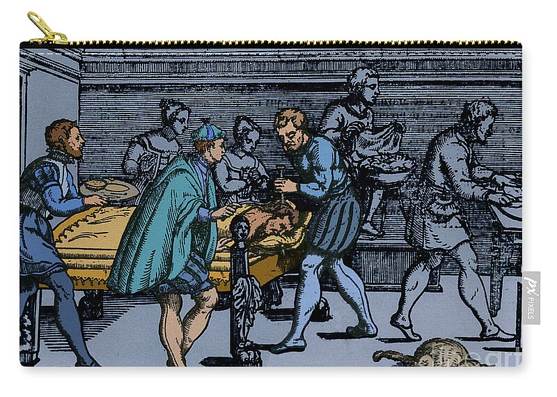 History Zip Pouch featuring the photograph Earliest Depiction Of Craniotomy #1 by Photo Researchers