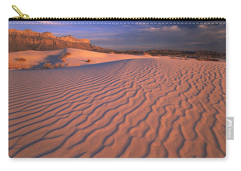 00174101 Zip Pouch featuring the photograph Gypsum Dunes Guadalupe Mountains by Tim Fitzharris