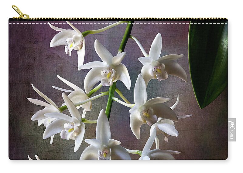 Flower Zip Pouch featuring the photograph Little White Orchids #1 by Endre Balogh