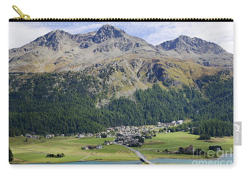 Panoramic View Zip Pouch featuring the photograph Panoramic view over mountain #1 by Mats Silvan