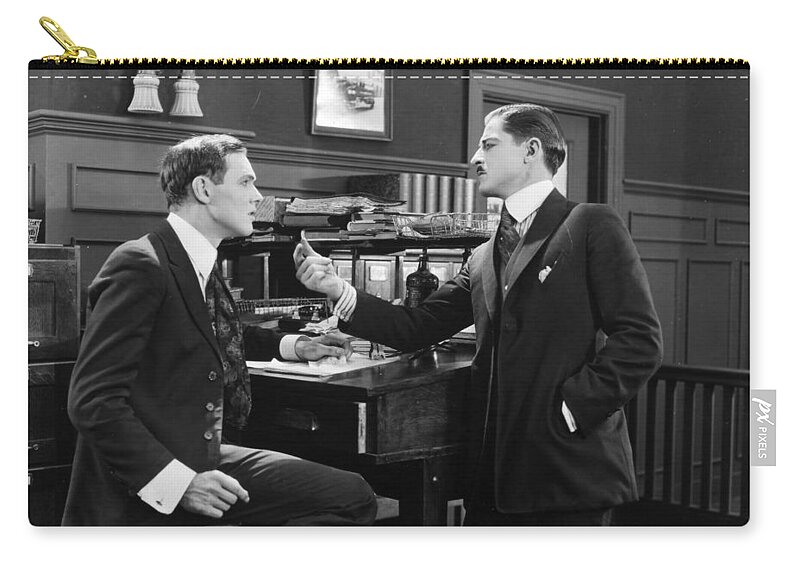 -offices- Zip Pouch featuring the photograph Silent Film Still: Offices #1 by Granger