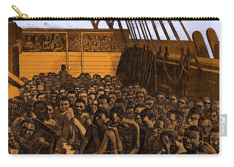 Historical Zip Pouch featuring the photograph Slave Ship #1 by Photo Researchers