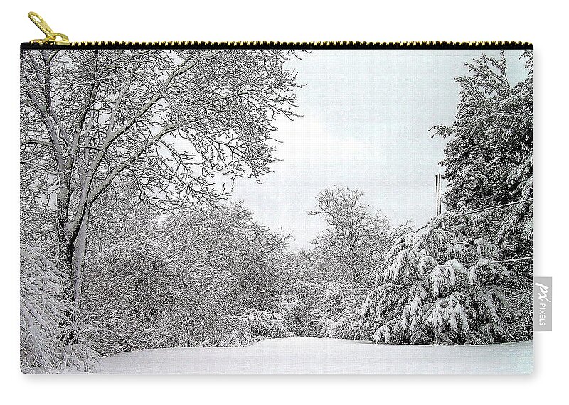 Snow Zip Pouch featuring the photograph Still by Jeff Heimlich