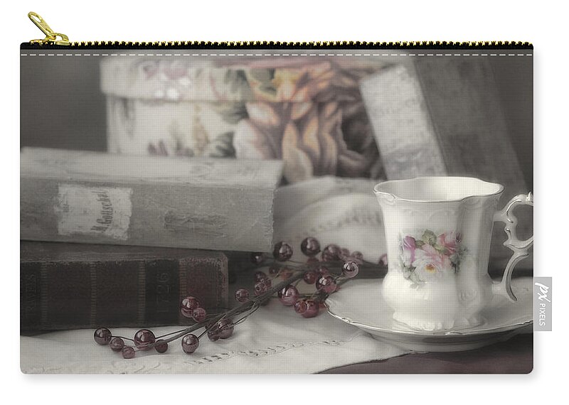 Books Zip Pouch featuring the photograph Tea and Gulliver by Linda Dunn