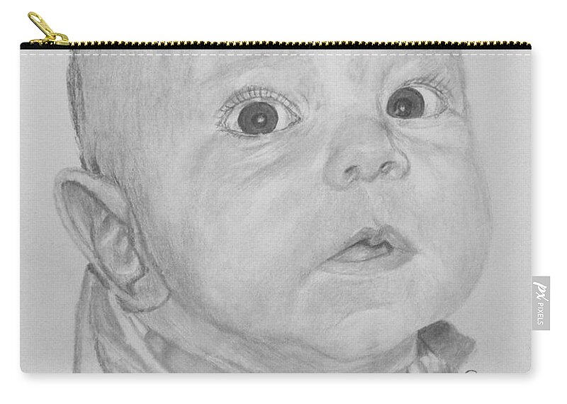 Baby Zip Pouch featuring the drawing Teagan #1 by Quwatha Valentine