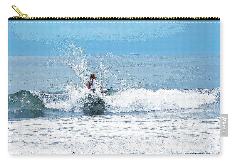 Blues Zip Pouch featuring the photograph Through the Wave Blues #1 by Maureen E Ritter