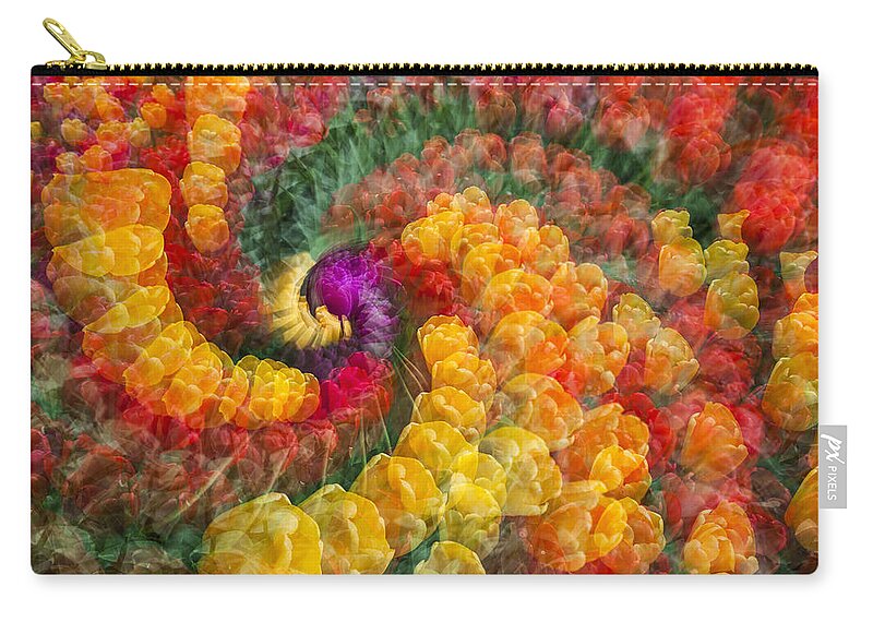 Tulips Zip Pouch featuring the photograph Tulip spiral #2 by Yoshiki Nakamura