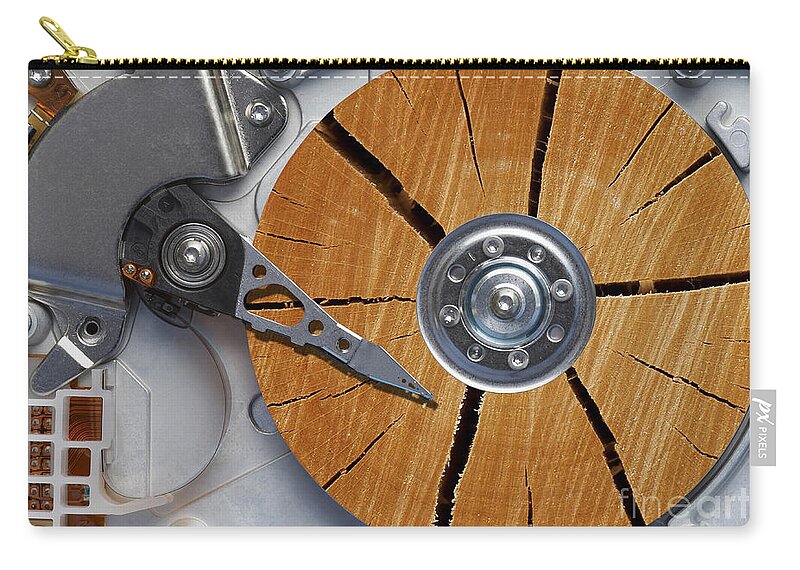 Humor Zip Pouch featuring the photograph Very Old Hard Disc #1 by Michal Boubin