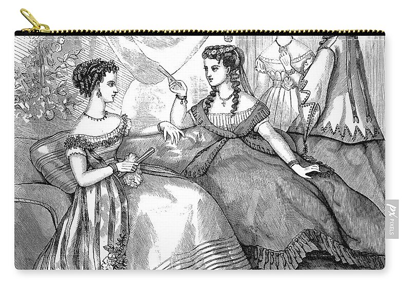 1867 Zip Pouch featuring the photograph Womens Fashion, 1867 #1 by Granger