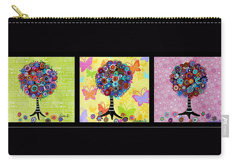 Blooms Zip Pouch featuring the painting Tree Of Life #114 by Pristine Cartera Turkus