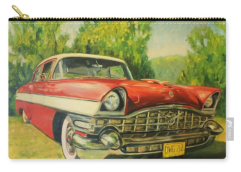 Packard Zip Pouch featuring the painting 1956 Packard by Daniel W Green