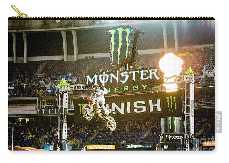 Supercross Zip Pouch featuring the photograph AMA Supercross in San Diego #2 by Daniel Knighton