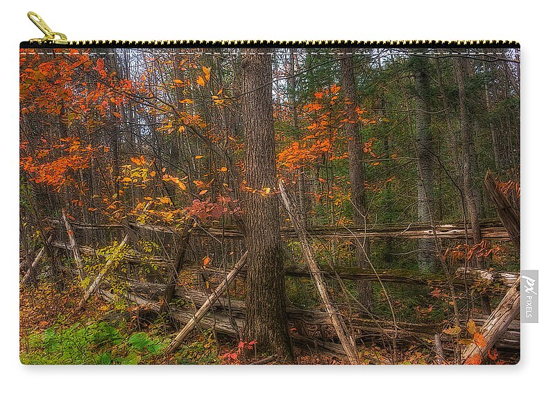 Xdop Zip Pouch featuring the photograph Autumn Fence #2 by John Herzog