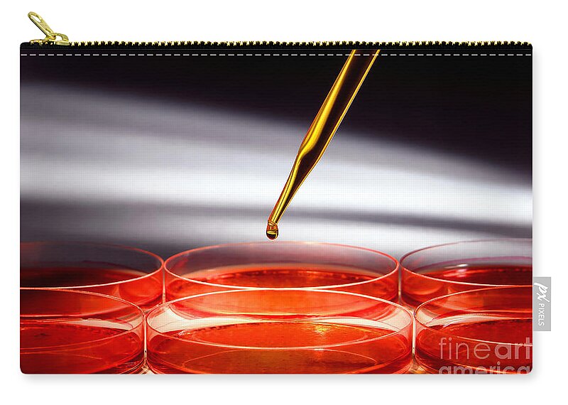 Petri Zip Pouch featuring the photograph Biotechnology Experiment in Science Research Lab #2 by Science Research Lab