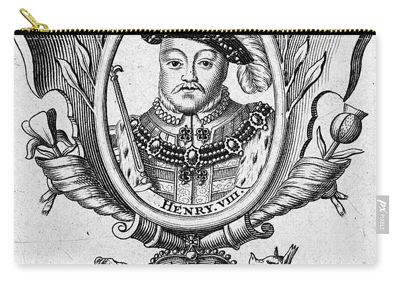 16th Century Zip Pouch featuring the photograph Henry Viii (1491-1547) #2 by Granger