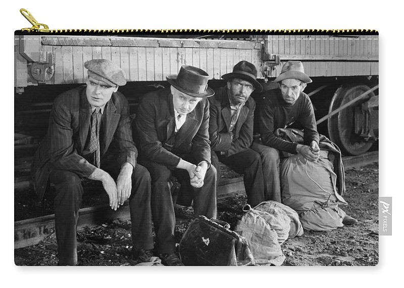 -transportation: Trains- Zip Pouch featuring the photograph Silent Film Still: Trains #2 by Granger