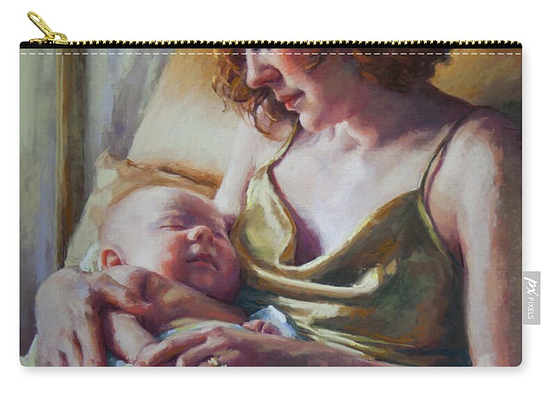 Maternal Zip Pouch featuring the painting Devotion #3 by Jean Hildebrant
