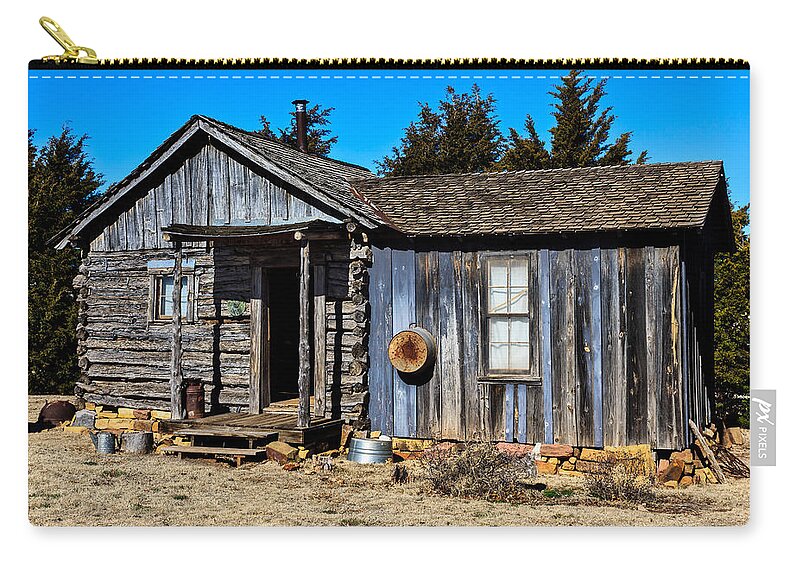 Antique Zip Pouch featuring the photograph Old Cabin #3 by Doug Long