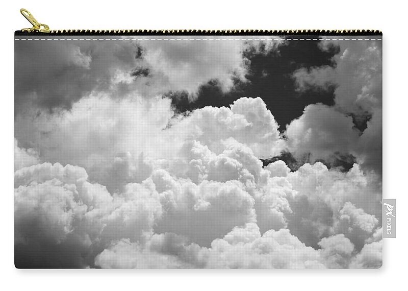 Black Zip Pouch featuring the photograph Black And white Sky With Building Storm Clouds Fine Art Print #4 by Keith Webber Jr