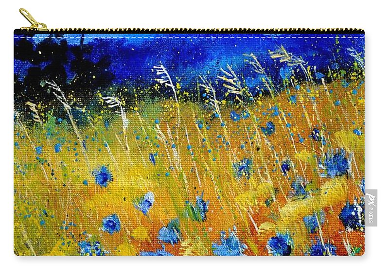 Flowers Carry-all Pouch featuring the painting Blue cornflowers by Pol Ledent