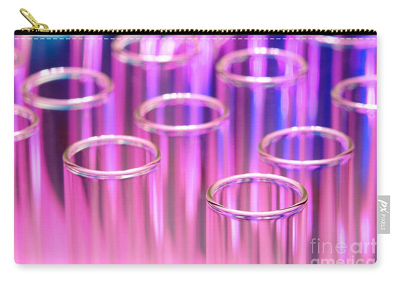 Test Carry-all Pouch featuring the photograph Laboratory Test Tubes in Science Research Lab by Science Research Lab By Olivier Le Queinec