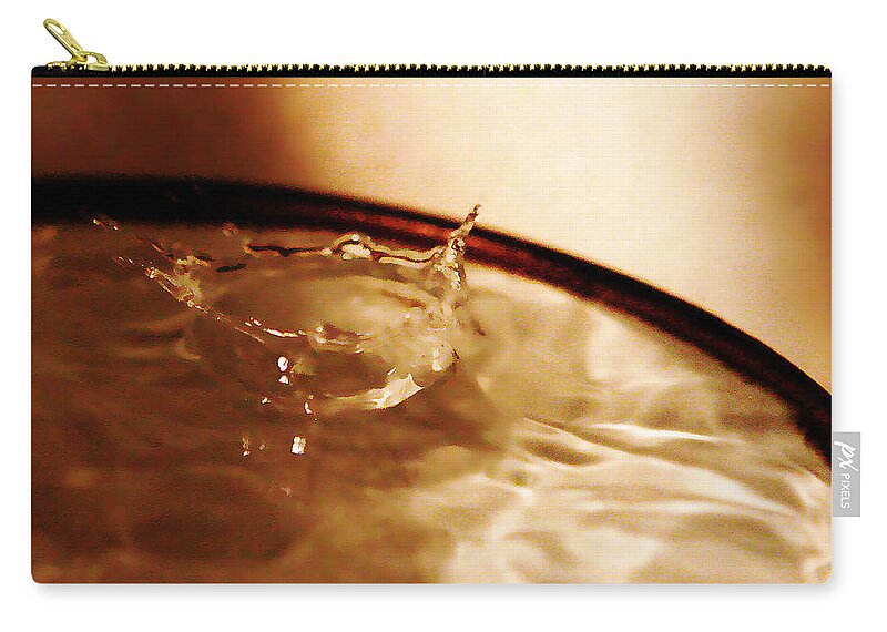 Macro Zip Pouch featuring the photograph A Drop In Crown by Lorraine Devon Wilke