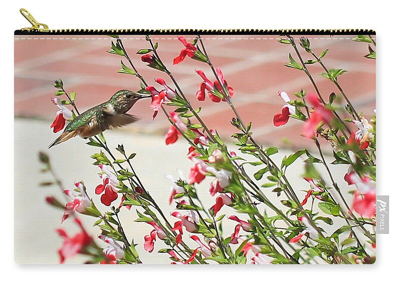 Red Zip Pouch featuring the photograph A Garden Delight by Heidi Smith