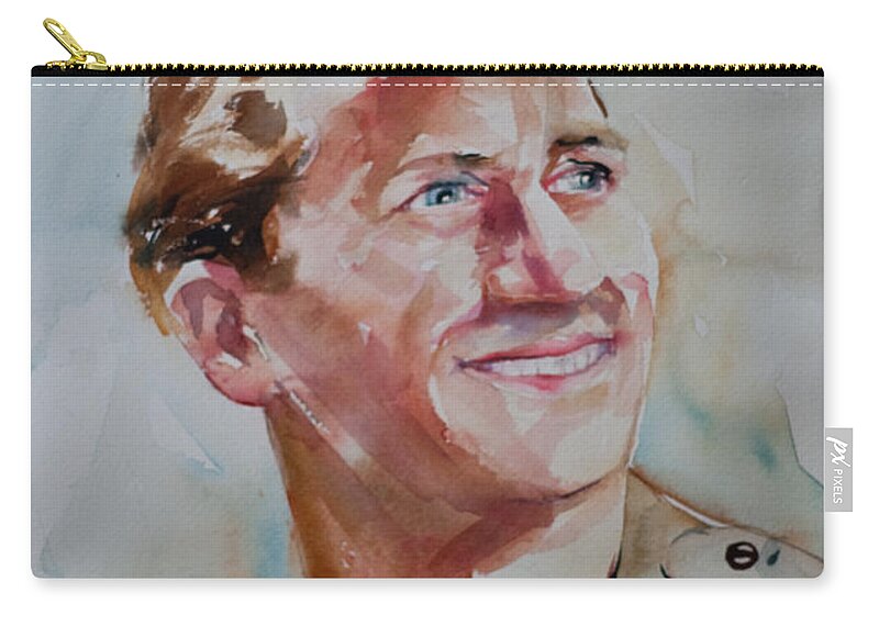 Watercolour Zip Pouch featuring the painting A Great Man by Barbara McMahon