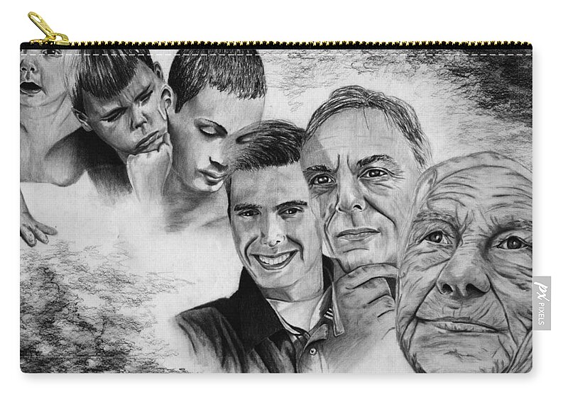 Aging Zip Pouch featuring the drawing A Look Through Time by Vic Ritchey