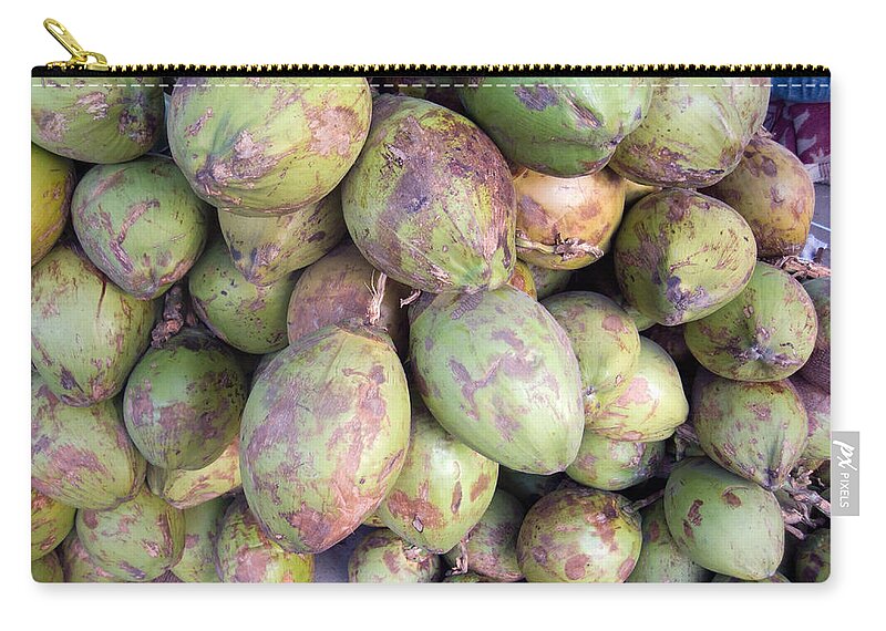 Tender Zip Pouch featuring the photograph A number of tender raw coconuts in a pile by Ashish Agarwal