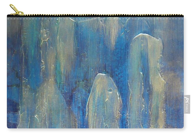 Abstract Zip Pouch featuring the painting Abstract Blue Ice by Monika Shepherdson