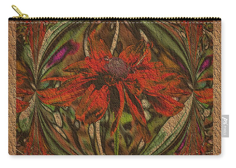 Abstract Zip Pouch featuring the digital art Abstract Flower by Smilin Eyes Treasures