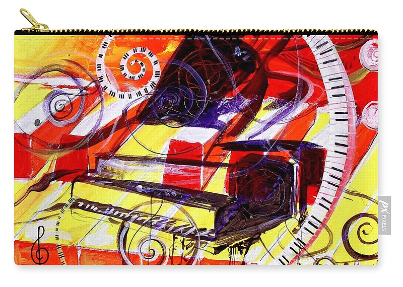 Piano Zip Pouch featuring the painting Abstract Jazzy Piano by J Vincent Scarpace