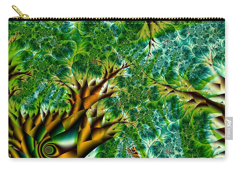 Fractal Art Zip Pouch featuring the digital art Abstract Trees by Debra Martelli