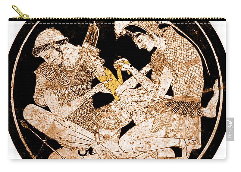 Medical Zip Pouch featuring the photograph Achilles Tending Patroclus Wounds by Science Source