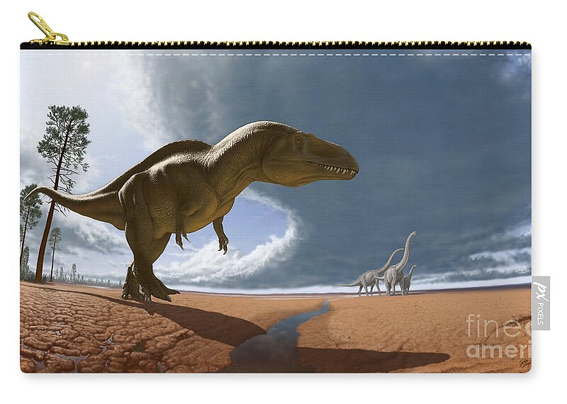 Paleoart Zip Pouch featuring the digital art Acrocanthosaurus by Julius Csotonyi
