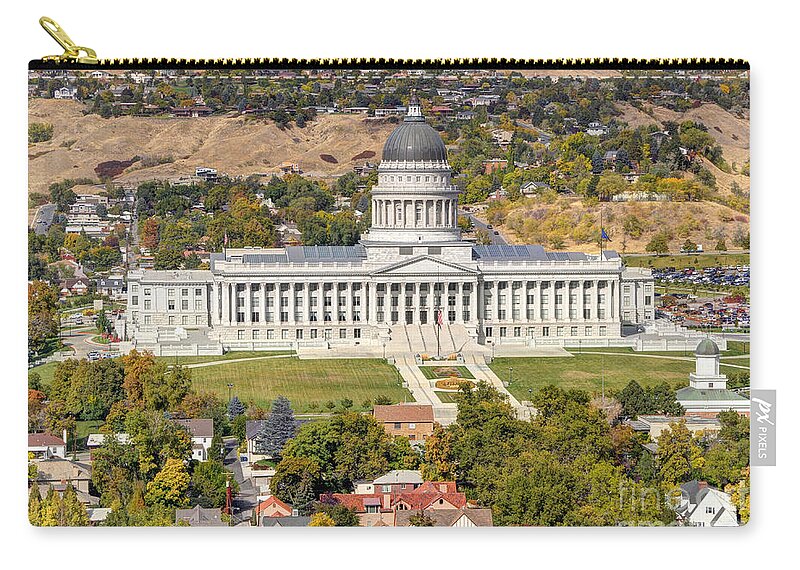 Salt Zip Pouch featuring the photograph Aerial View of Utah State Capitol Building by Gary Whitton